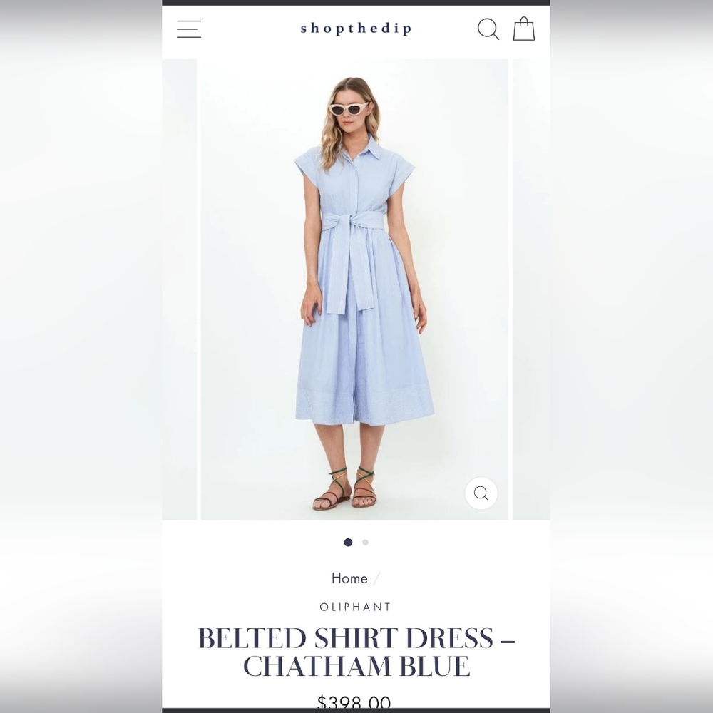 Oliphant Light Blue Belted Midi Dress